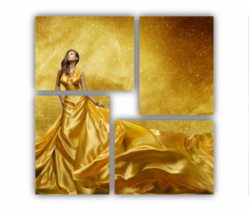 Set 4 Tablouri Multicanvas GOLD FASHION Rochie Aurie 0578 70X70 cm