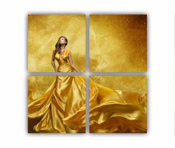 Set 4 Tablouri Multicanvas GOLD FASHION Rochie Aurie 0578 80X80 cm