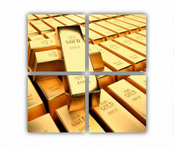 Set 4 Tablouri Multicanvas Golden Bars 0202 80X80 cm 