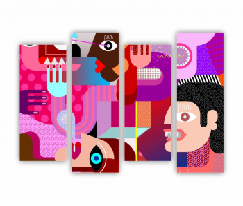 Set 4 Tablouri Multicanvas ilistratia vector 01 0203 160X120 cm 