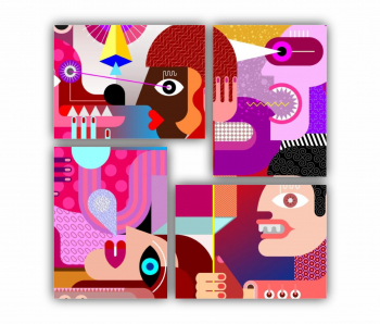 Set 4 Tablouri Multicanvas ilistratia vector 01 0203 70X70 cm 