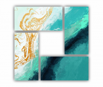 Set 4 Tablouri Multicanvas Ilustratie 3D a scenei de la malul marii cu nisip si apa 0774 120X120 cm 