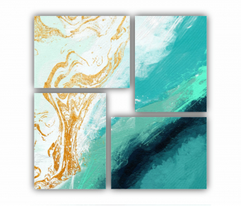 Set 4 Tablouri Multicanvas Ilustratie 3D a scenei de la malul marii cu nisip si apa 0774 70X70 cm