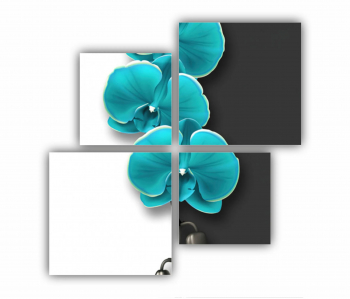 Set 4 Tablouri Multicanvas Ilustratie geometrica 3d si floare albastra 0694 160X160 cm 