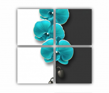 Set 4 Tablouri Multicanvas Ilustratie geometrica 3d si floare albastra 0694 80X80 cm 