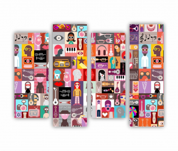 Set 4 Tablouri Multicanvas ilustratie vector 14 0218 160X120 cm 