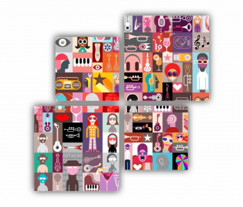 Set 4 Tablouri Multicanvas ilustratie vector 14 0218 160X160 cm 