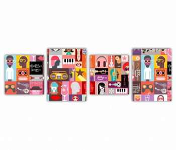 Set 4 Tablouri Multicanvas ilustratie vector 14 0218 240X80 cm 