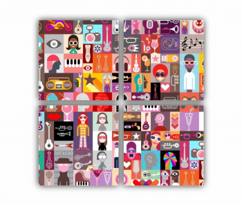 Set 4 Tablouri Multicanvas ilustratie vector 14 0218 80X80 cm 