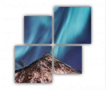 Set 4 Tablouri Multicanvas Lumina nordica in Islanda 0059 160X160 cm 