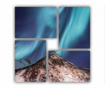 Set 4 Tablouri Multicanvas Lumina nordica in Islanda 0059 70X70 cm 