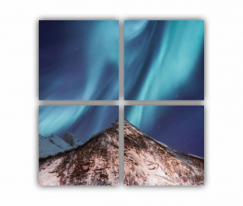 Set 4 Tablouri Multicanvas Lumina nordica in Islanda 0059 80X80 cm 