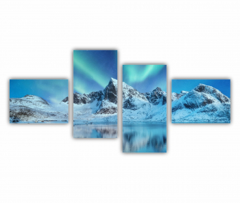 Set 4 Tablouri Multicanvas Lumina nordica in Islanda 2 0060 140X70 cm