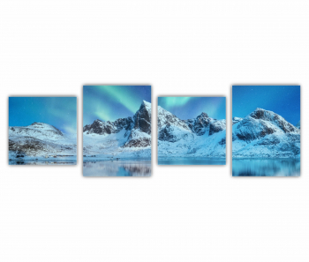 Set 4 Tablouri Multicanvas Lumina nordica in Islanda 2 0060 240X80 cm 