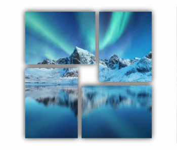 Set 4 Tablouri Multicanvas Lumina nordica in Islanda 2 0060 70X70 cm