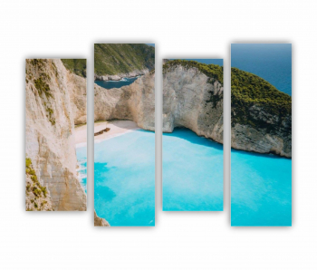 Set 4 Tablouri Multicanvas Navagio Grecia 0435 160X120 cm 