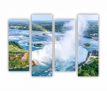 Set 4 Tablouri Multicanvas Niagara Falls vedere aeriana - Canadian Falls - Canada 0782 160X120 cm 