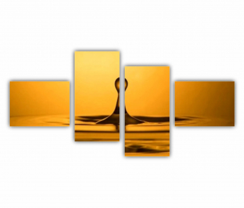 Set 4 Tablouri Multicanvas Picatura de apa gravitationala galben-aurie magie 0677 140X70 cm 