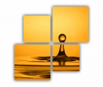 Set 4 Tablouri Multicanvas Picatura de apa gravitationala galben-aurie magie 0677 160X160 cm 