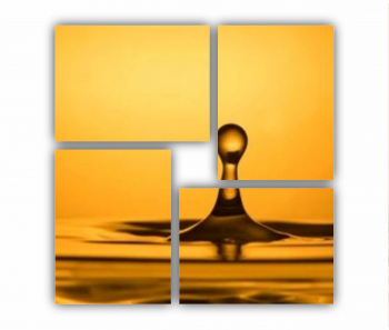 Set 4 Tablouri Multicanvas Picatura de apa gravitationala galben-aurie magie 0677 70X70 cm 