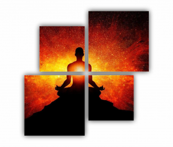Set 4 Tablouri Multicanvas Silueta omului cu univers 0305 160X160 cm 
