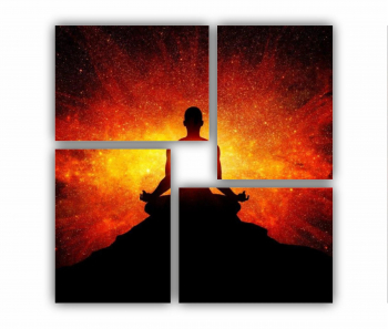 Set 4 Tablouri Multicanvas Silueta omului cu univers 0305 70X70 cm