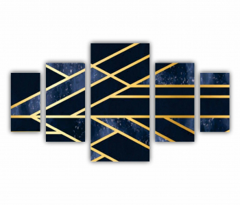 Set 5 Tablouri Multicanvas 3d illustration - Golden lines 2 0167 200X120 cm 