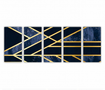 Set 5 Tablouri Multicanvas 3d illustration - Golden lines 2 0167 200X80 cm 