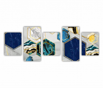 Set 5 Tablouri Multicanvas 3d illustration - Golden lines 3 0168 150X60 cm 