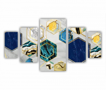 Set 5 Tablouri Multicanvas 3d illustration - Golden lines 3 0168 200X120 cm 