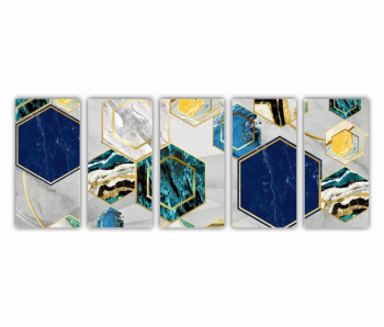 Set 5 Tablouri Multicanvas 3d illustration - Golden lines 3 0168 200X80 cm 