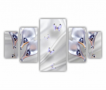 Set 5 Tablouri Multicanvas 3D illustration of beautiful flowers 0770 200X120 cm 