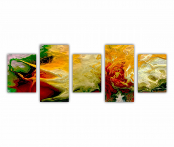 Set 5 Tablouri Multicanvas abstract colorful illustration 2 - ROBERTO SORIN 0033 150X60 cm 