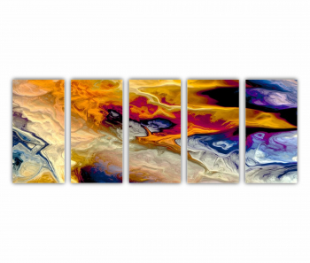 Set 5 Tablouri Multicanvas abstract colorful illustration 3 - ROBERTO SORIN 0034 200X80 cm 