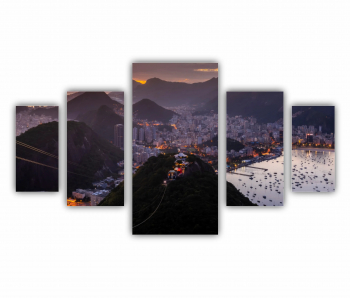 Set 5 Tablouri Multicanvas Apus in Rio de Janeiro 0437 200X120 cm 