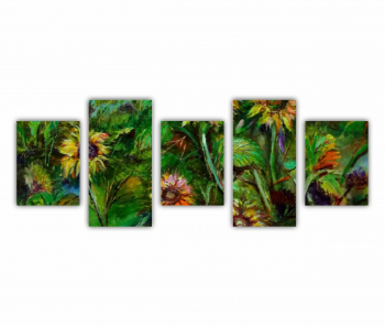 Set 5 Tablouri Multicanvas Camp de floarea soarelui 1 0071 150X60 cm 
