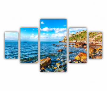 Set 5 Tablouri Multicanvas Cape Milazzo Insula Sicilia Italia 0003 200X120 cm 
