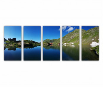 Set 5 Tablouri Multicanvas Frumos lac vulcanic Balea la mare altitudine - pe muntii Fagaras - Romania 0681 200X80 cm 