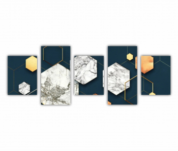 Set 5 Tablouri Multicanvas Geometric colorat - Arta moderna si digitala 2 0765 150X60 cm 