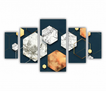 Set 5 Tablouri Multicanvas Geometric colorat - Arta moderna si digitala 2 0765 200X120 cm 