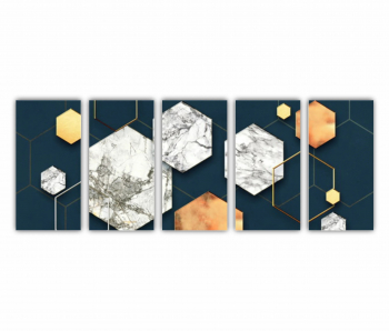 Set 5 Tablouri Multicanvas Geometric colorat - Arta moderna si digitala 2 0765 200X80 cm