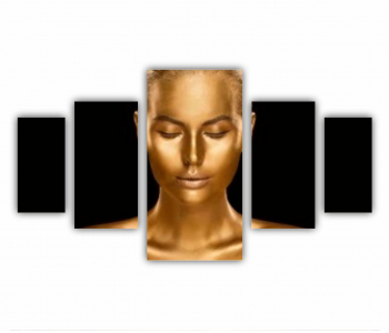 Set 5 Tablouri Multicanvas GOLD FASHION negru auriu Femei cu Machiaj Auriu 32 0577 200X120 cm 