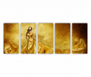 Set 5 Tablouri Multicanvas GOLD FASHION Rochie Aurie 0578 200X80 cm 