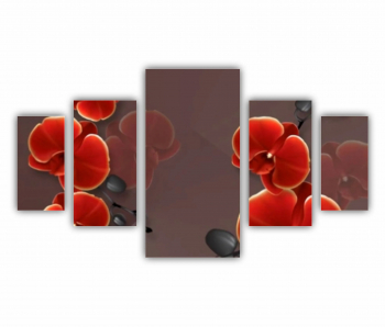 Set 5 Tablouri Multicanvas Ilustratie geometrica 3D si floare rosie stralucitoare 0697 200X120 cm 
