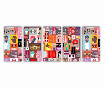Set 5 Tablouri Multicanvas ilustratie vector 14 0218 200X80 cm