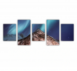 Set 5 Tablouri Multicanvas Lumina nordica in Islanda 0059 150X60 cm 