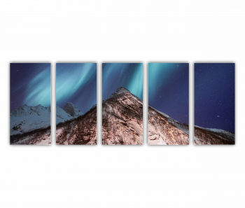 Set 5 Tablouri Multicanvas Lumina nordica in Islanda 0059 200X80 cm 