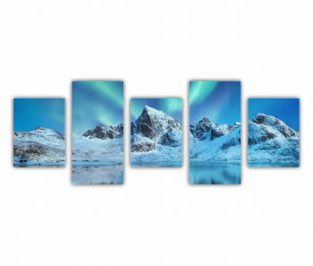 Set 5 Tablouri Multicanvas Lumina nordica in Islanda 2 0060 150X60 cm 