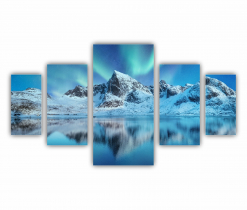 Set 5 Tablouri Multicanvas Lumina nordica in Islanda 2 0060 200X120 cm 