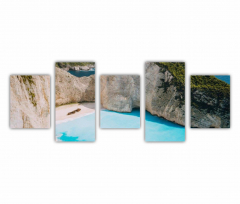 Set 5 Tablouri Multicanvas Navagio Grecia 0435 150X60 cm 